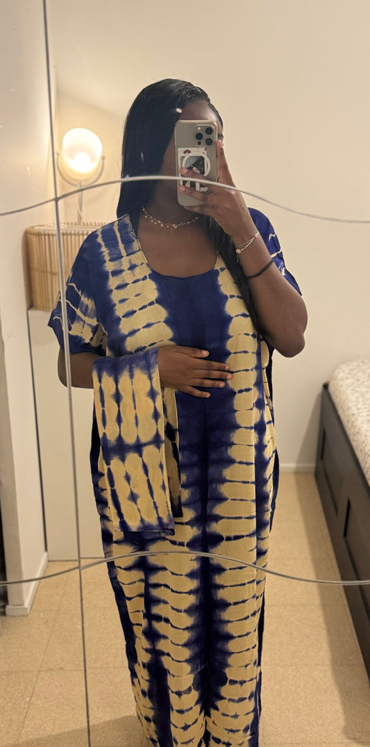 Robe Bleu Marine - Jaune Pale