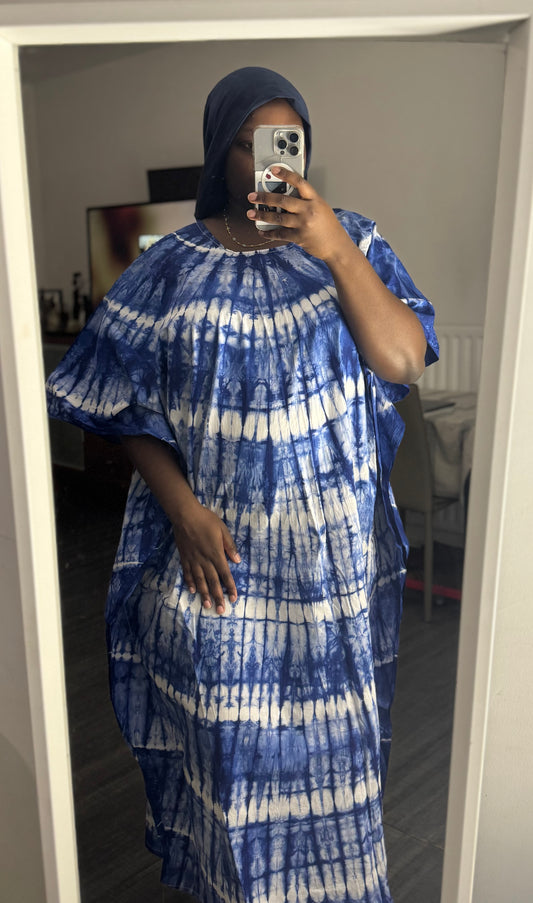 Robe Boubou Bleu et blanche