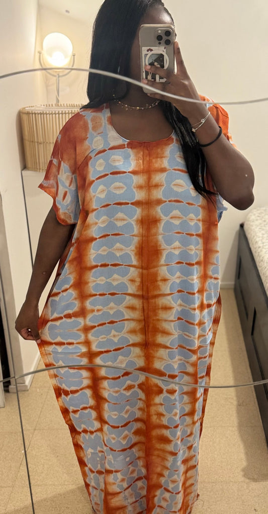 Robe Bleu Ciel - Orange